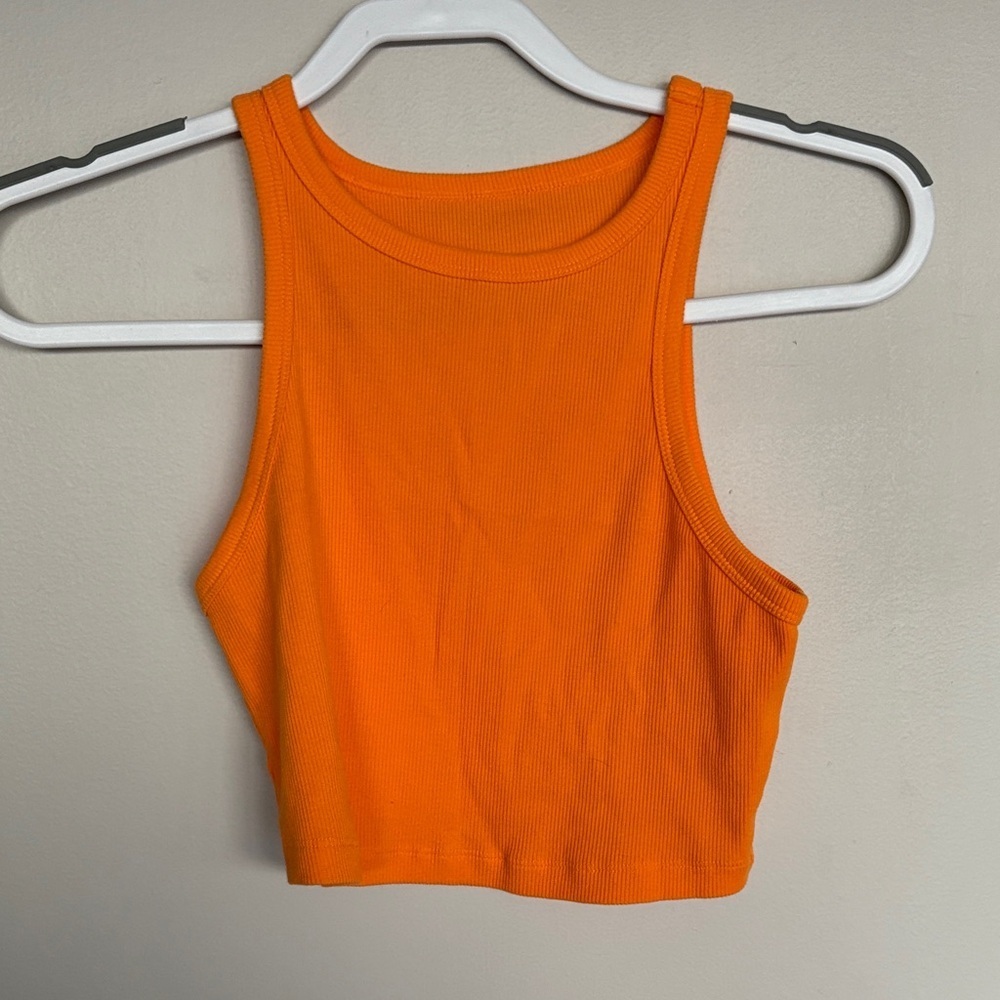 Wild Fable Orange Ribbed Crop Tank Top Sleeveless Size M